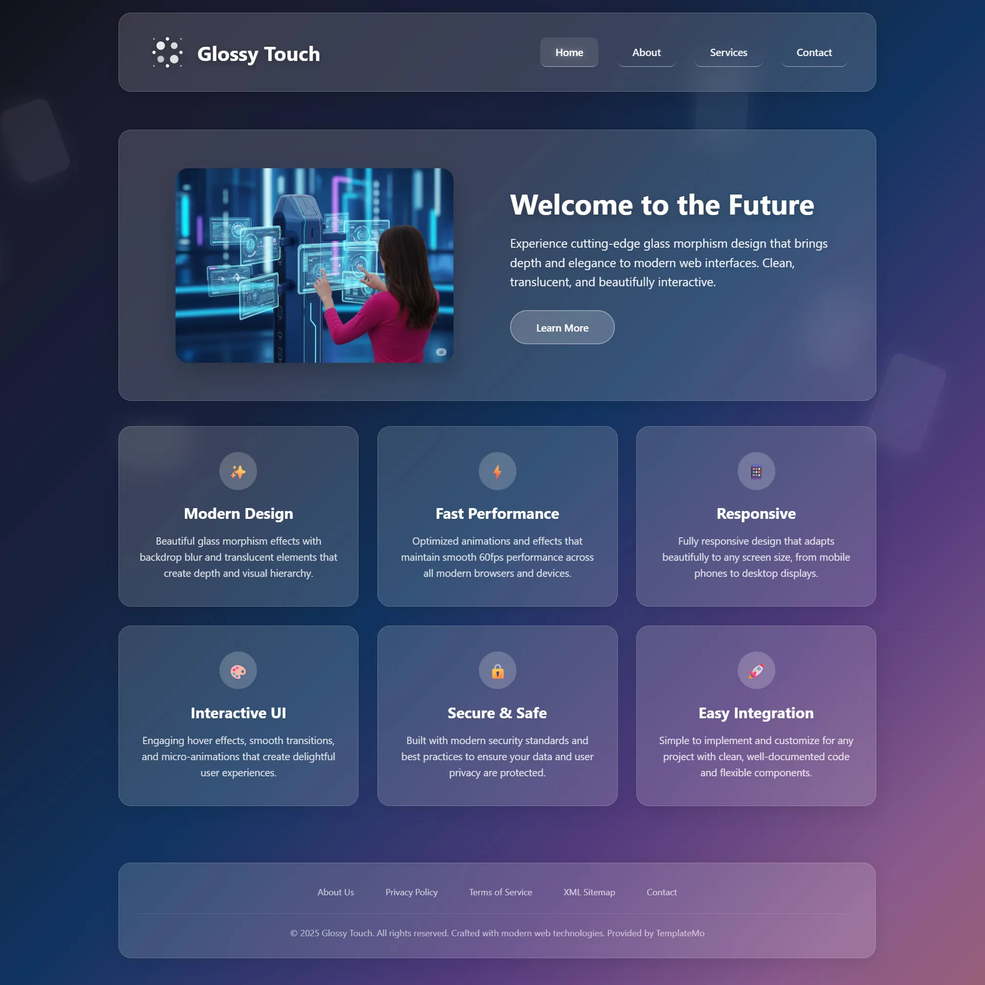 Glossy Touch Glassmorphism Web Template