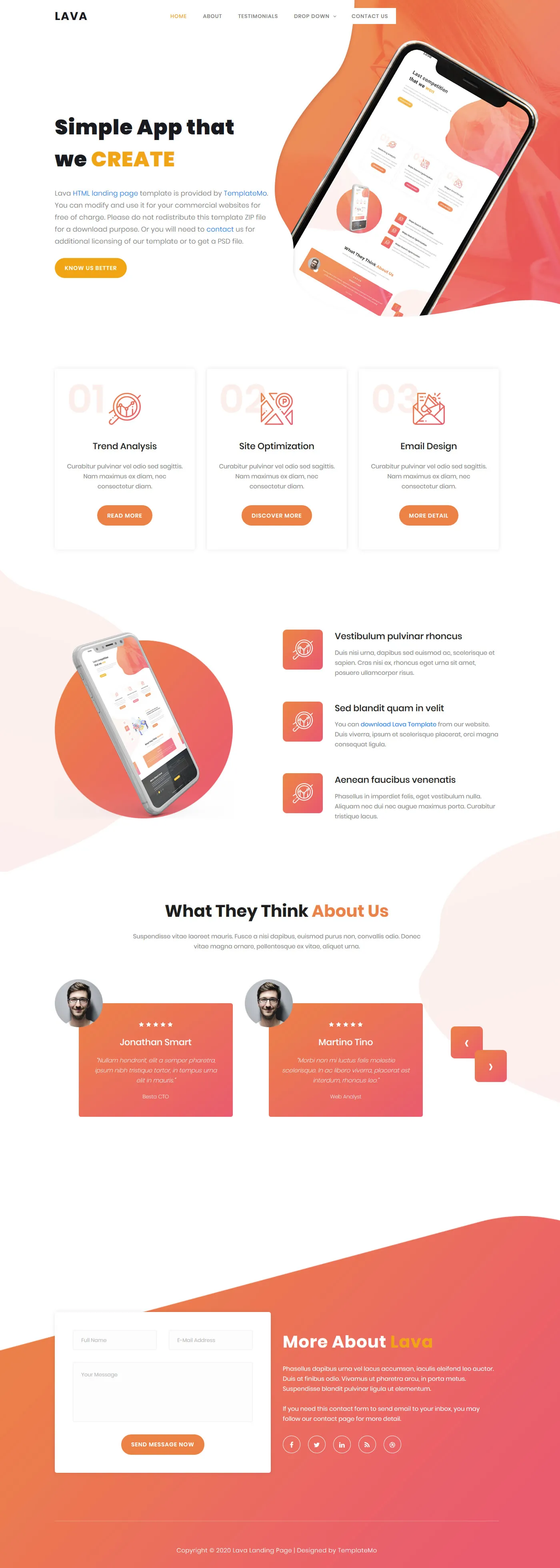 Lava Landing Page Template Bootstrap 4