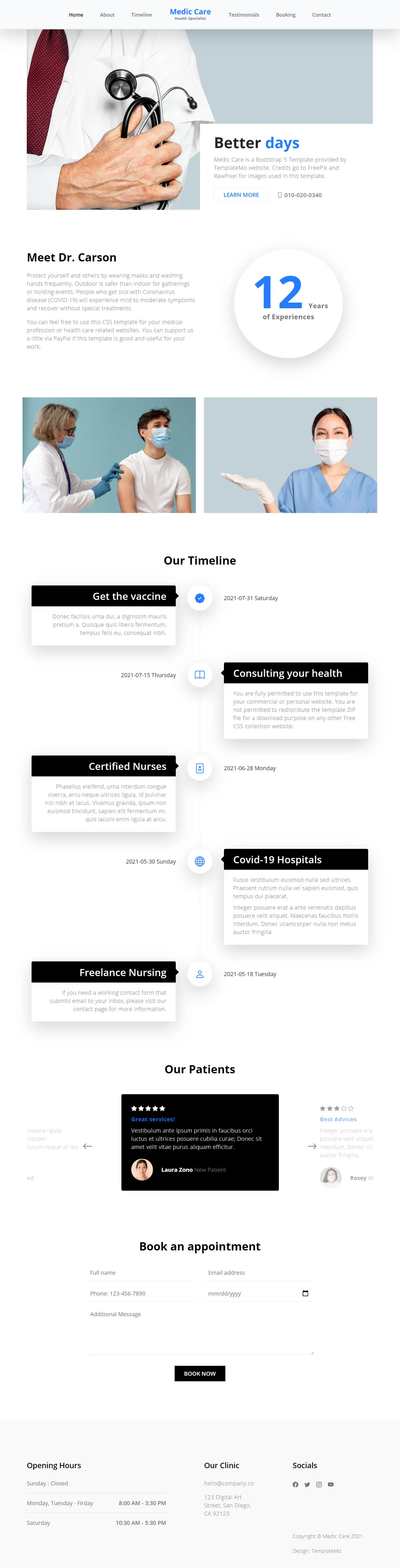 Medic Care Bootstrap Health Template