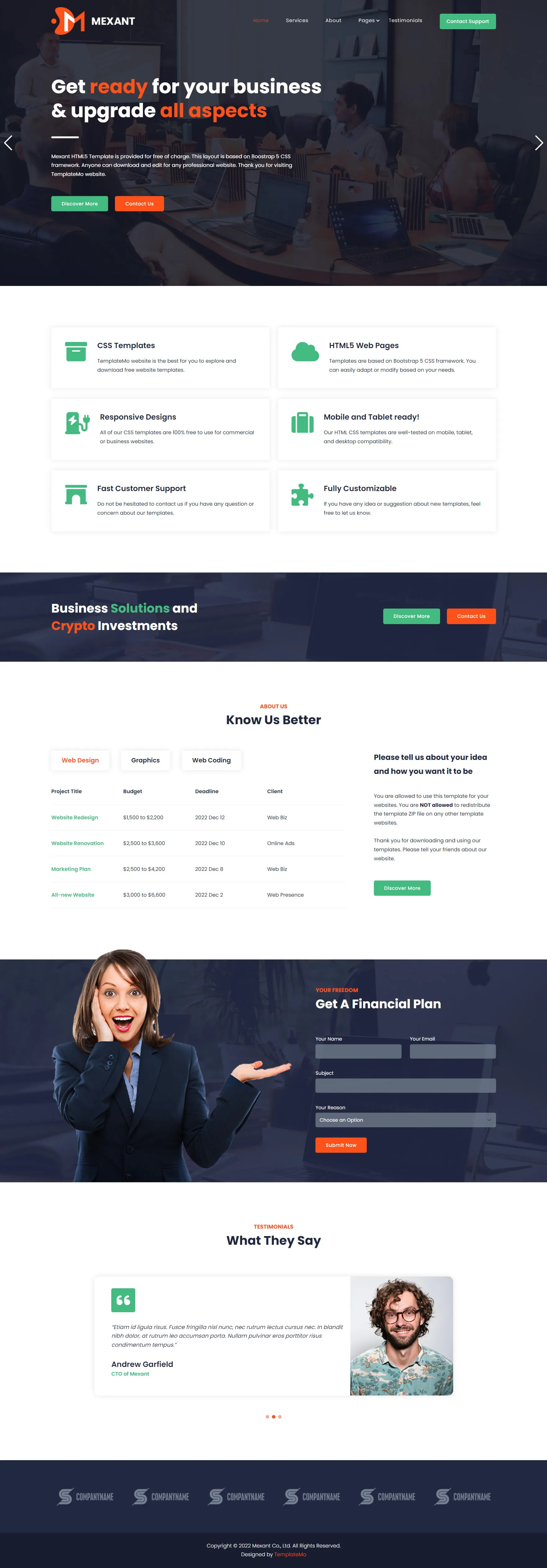 Mexant Financial Bootstrap HTML Template