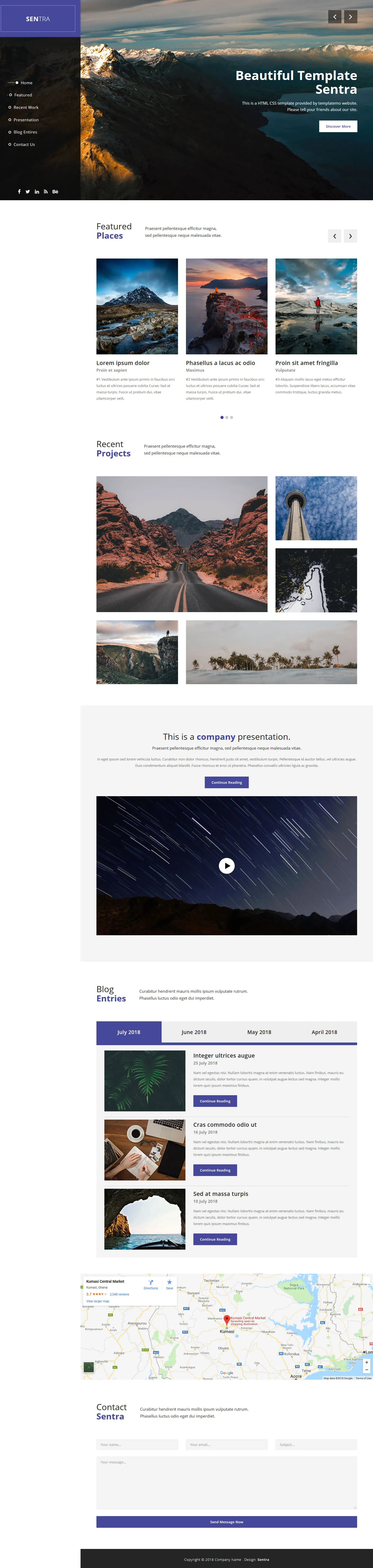 Sentra HTML Template with Slider & Carousel Features