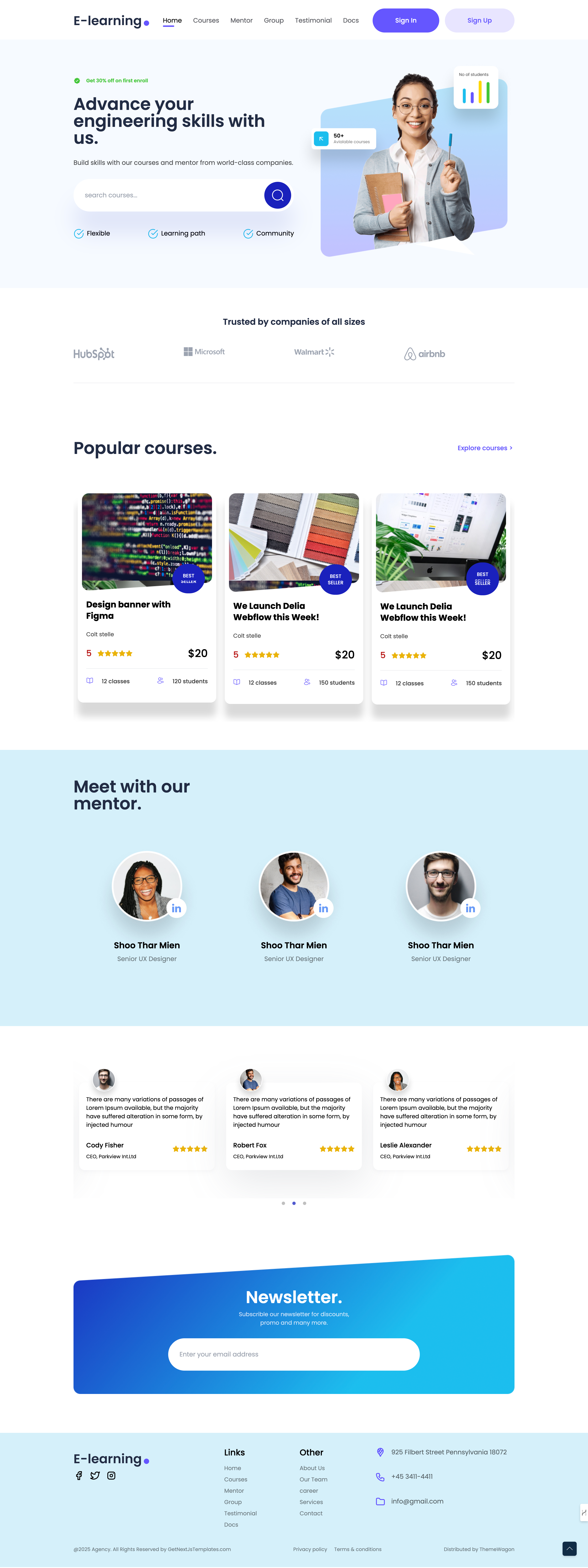 eLearning – Free Tailwind CSS Educational Website Template for Online Learning